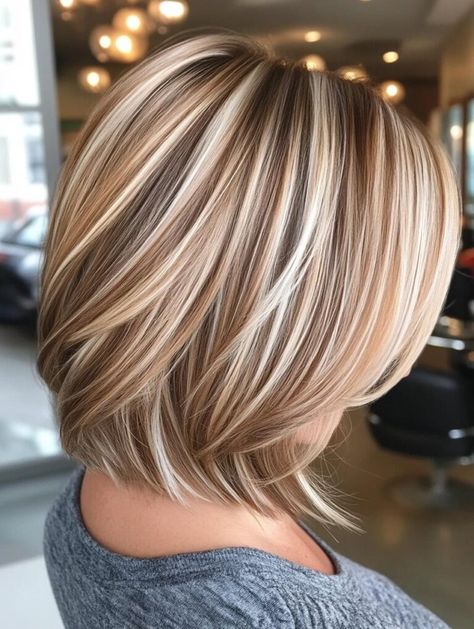 Elevate Your Bob Haircut with Stunning Highlights: Top Styles Short Brown Hair With Blonde Highlights, Highlighted Bob, Short Hair Highlights, Brown With Blonde Highlights, Hair Highlights And Lowlights, Blonde Bob Hairstyles, Hair Blond, Short Brown Hair, Gorgeous Hair Color