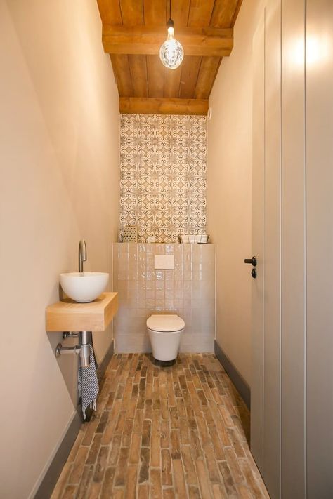 Colorful Bathrooms, Brick Floors, Wooden Ceiling, Wooden Barn, Wake Up In The Morning, Brick Flooring, Wooden Ceilings, In This House, Barn House