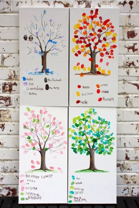 Fun Fingerprint Crafts to do with Your Kids or Someone else's ... Crafts By Season, Fingerprint Art, Auction Projects, Crafty Kids, Childrens Crafts, Preschool Art, Art Classroom, Childrens Art, Art Activities