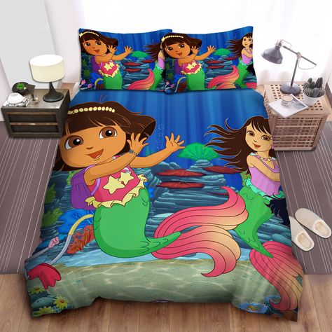 Dora The Explorer As Mermaid Duvet Cover Bedroom Sets Comfortable Bedding Sets Check more at https://hearthtops.com/product/dora-the-explorer-as-mermaid-duvet-cover-bedroom-sets-comfortable-bedding-sets/ Mermaid Bed, Classic Bedding Sets, Mermaid Bedding, Free Motion Pattern, Comfortable Bedding, Bedding Duvet, White Duvet, High Quality Bedding, Dora The Explorer