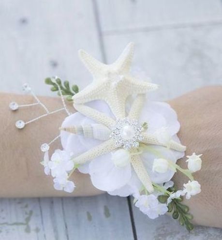 Wedding Astethic, Silk Corsage, Wedding Party Beach, Beach Wedding Decorations Reception, Starfish Wedding, Beach Wedding Centerpieces, Beach Theme Wedding Invitations, Bridal Theme, Small Centerpieces