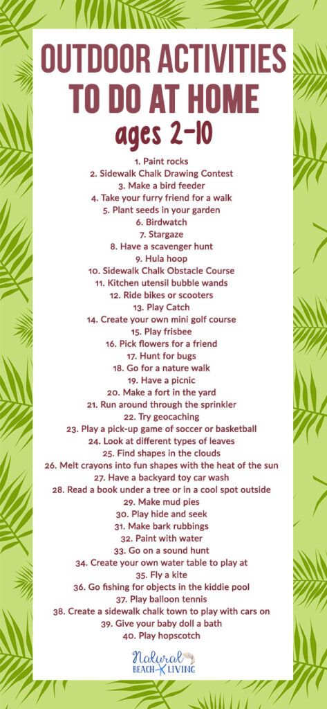 40+ Outdoor Activities to Do at Home for Kids age 2-10 - Free Outdoor Activities Checklist - Natural Beach Living Activities To Do At Home, Backyard Activities, Fun Outdoor Activities, Summer Fun For Kids, Activities For Teens, Outdoor Activities For Kids, Fun Family Activities, Toddler Learning Activities, Toddler Fun