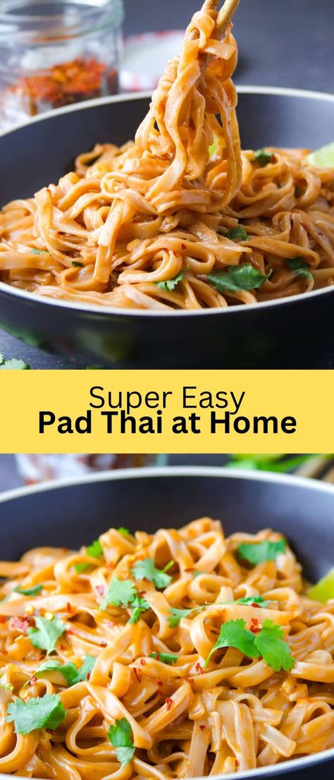 East Pad Thai Recipe, Dinner Ideas Easy Vegetarian Simple, Thai Rice Noodle Recipes Easy, Pad Thai Ramen Noodles, Easy Healthy Pad Thai, How To Cook Pad Thai Noodles, Pad Thai Noodle Recipe Easy, Thai Noodle Recipes Easy, Pad Thai Noodles Chicken