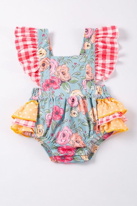 Floral Print Rompers, Hey Handsome, Beauty Boutique, Simply Chic, Bubble Romper, Printed Rompers, Blue Plaid, Cute Baby Clothes, Baby Romper