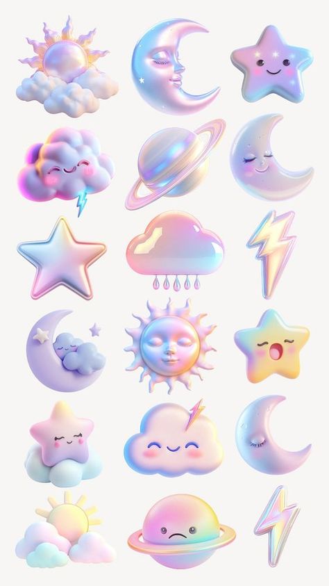 3d Iridescent, Cloud Sticker, Planet Drawing, Cloud Illustration, Art & Craft Paper, Cloud Stickers, Instagram Graphic, Dream Design, Pretty Wallpapers Backgrounds