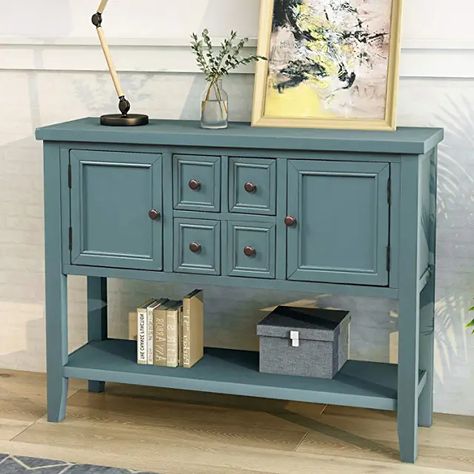 Long Entryway Table, Blue Console Table, Teal Sideboard, Entryway Table With Storage, Sofa Table With Storage, Space Saving Desk, Table Buffet, Sideboard Table, Buffet Sideboard