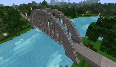 Minecraft Railroad Arch Bridge - Imgur Minecraft Railroad, Minecraft Pinterest, Minecraft Train, Mine Minecraft, Train Bridge, Pool Porch, Minecraft Things, Minecraft Pictures, Easy Minecraft Houses