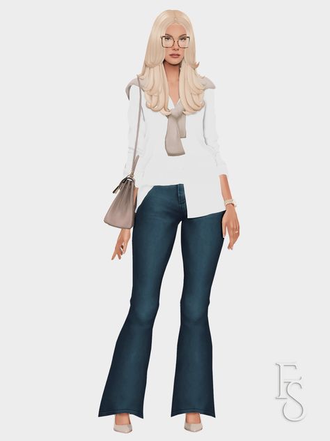 F a r f a l l a ☁️: Women in Finance | Spring Edition 🌸 01. Sweater |... Sims 4 Cc Work Clothes, Sims 4 Cc Elegant Clothes, Sims 4 Mom Clothes Cc, Sims 4 Old Money Cc, Sims Wardrobe, Women In Finance, Ts4 Lookbook, Aesthetic Lookbook, Sims Lookbook