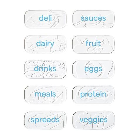 YouCopia ReStickable 3D Fridge Labels Pkg/10 | The Container Store Fridge Labels, Shop Fridge, Spice Rack Tray, Organization Bins, Kitchen Towel Rack, Food Huggers, Fridge Drawers, Glass Pantry, Efficient Kitchen