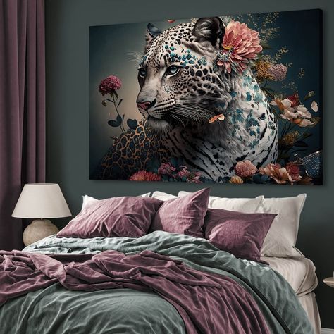 Canvas Prints | Animal motifs | Canvasbutik.com Flower Mural, Sense Of Life, Bedroom Wallpaper, Acoustic Wall Panels, Acoustic Wall, White Leopard, Wallpaper Bedroom, Unique Photo, Photographic Art