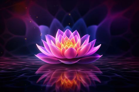 Retrowave lotus pattern flower purple. | premium image by rawpixel.com / nattha Purple Lotus Flower, Purple Lotus, Lotus Pattern, Flower 3d, Aquatic Plant, Flower Purple, 3d Abstract, Plant Spacing, Beautiful Wallpapers Backgrounds