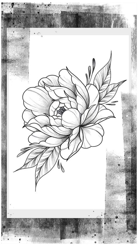 Floral Tattoo Stencil, Flower Tattoo Drawings, Flower Line Drawings, Peonies Tattoo, Floral Tattoo Design, Flower Sketches, Floral Drawing, Pola Sulam, Tattoo Stencil