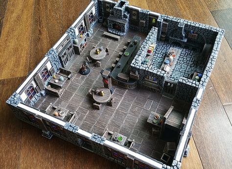 Hirst Arts fantasy inn Tavern Furniture, Fantasy Inn, Foam Board Crafts, Dnd Diy, Dnd Terrain, Hirst Arts, Dnd Crafts, Warhammer Terrain, Game Terrain