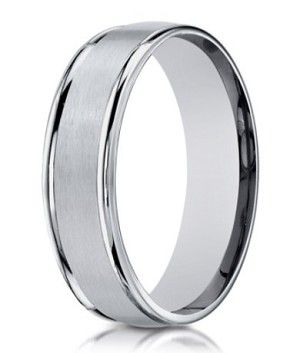 Yes --10K White Gold Men's Wedding Ring With Polished Edges | 6mm