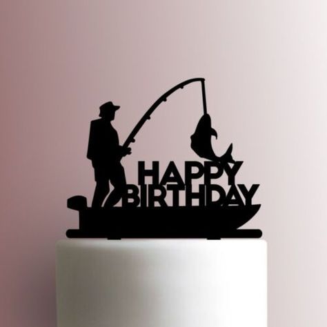 Cake Fisherman, Happy Birthday Fisherman, Fisherman Cake Topper, 60 Cake Topper, Fishing Theme Cake, Fisherman Cake, Fishing Cake Topper, Happy 75th Birthday, Birthday Cake For Husband