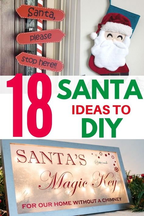 Santa Themed DIY Projects - Get some fantastic St. Nick themed decor ideas for Christmas!  #Christmas #Santa #DIY Diy Santa Crafts, Diy Santa Decor, Santa Diy Decorations, Santa Boards Diy Christmas, Santa Themed Christmas Decor, Santa Kitchen Decor, Jar Crafts Diy, Diy Santa Ornaments, Santa Claus Diy