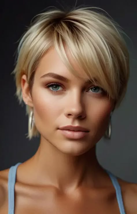 Blonde Short Haircut, 90s Bixie, Short Haircut Ideas For Women, Short Haircuts Ideas, Haircut Ideas For Women, Short Haircut Ideas, Chic Short Haircuts, Chemo Hair, Choppy Bob Haircuts