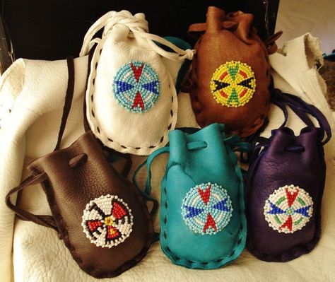 Handmade Native American Medicine Bags: Native American Medicine Bag, Native American Medicine, Bag Contents, Leather Medicine Bag, Medicine Bags, Medicine Pouch, Beaded Pouch, Native American Regalia, Native American Crafts