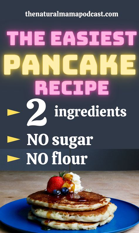 No sugar. No flour. Enjoy the healthiest breakfast in less than 5 minutes with this simple 2-ingredient pancake recipe. Healthy Pancakes No Flour, No Flour Breakfast Ideas, Quick Pancake Recipe 3 Ingredients, No Sugar Pancakes, Simple Pancake Recipe 3 Ingredients, Easy Pancake Recipe 3 Ingredients, Easiest Pancake Recipe, Quick Pancake Recipe, Two Ingredient Pancakes