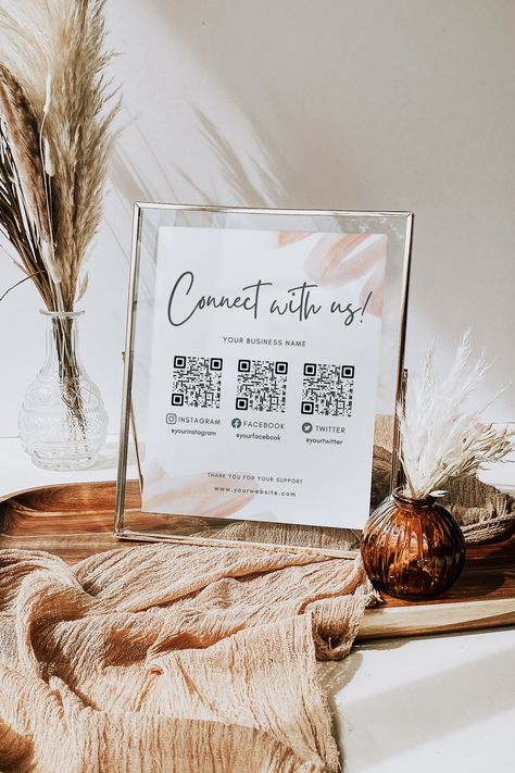 Cricut Projects For Marketing, Massage Pop Up Shop, Qr Code Stand Design Ideas, Qr Code Business Sign, Qr Code Display Ideas For Business, Diy Qr Code Sign For Business, Real Estate Expo Booth Ideas, Realtor Booth Display Ideas, Qr Code Signs