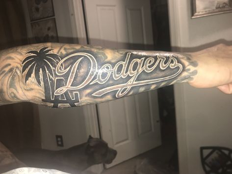 DODGERS TATTOO Dodgers Stadium Tattoo, Dodgers Tattoo Men, Dodgers Tattoo For Women, La Dodgers Tattoo For Women, Mlb Tattoos, La Dodgers Tattoo, Dodger Tattoo, Dodgers Tattoo, Los Angeles Dodgers Tattoo