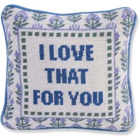 FURBISH Handmade Needlepoint Decorative Throw Pillow - Love That for You - 10" x 10" - Small Embroidered Accent Pillow for Bed, Chair, Couch, Sofa - Aesthetic Room Decor Statement Pillow, Furbish Studio, Needlepoint Pillow, Small Pillow, Spark Joy, Needlepoint Pillows, Small Pillows, The Grove, Rug Art