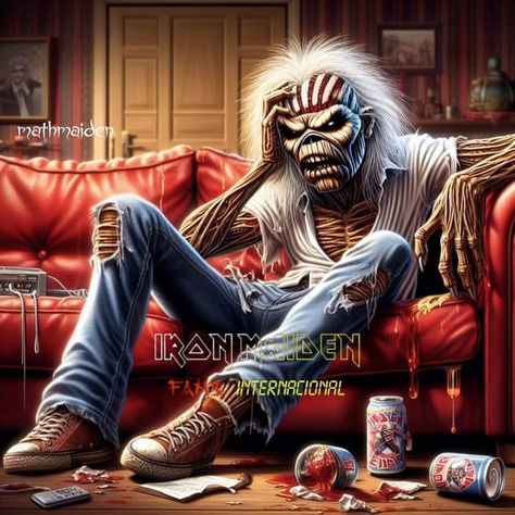 Iron Maiden Mascot, Iron Maiden Live, Bigfoot Pictures, Iron Maiden Posters, Eddie The Head, Rock Poster Art, Iron Maiden Eddie, Dope Cartoon Art, Guitar Art