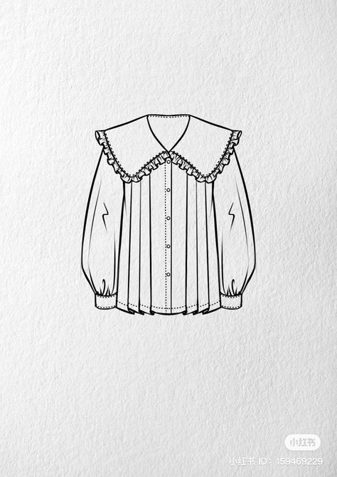 Blouse Flat Sketch, Blouse Illustration, Technical Flats, Fashion Dream Job, Flat Drawings, Fashion Drawing Sketches, Shirt Drawing, Technical Illustration, Fashion Illustration Sketches Dresses