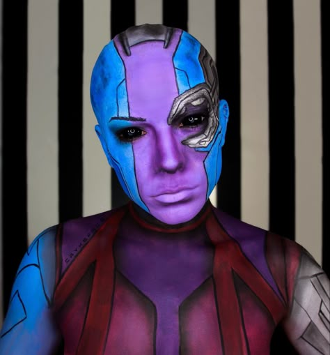 Marvel Characters Makeup, Marvel Makeup Ideas, Nebula Makeup, Marvel Face Paint, Marvel Makeup Looks, Super Hero Makeup, Avengers Makeup, Gamora Makeup, Marvel Makeup