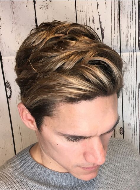 19 Best Mens Hair Color & Highlights Ideas For Unique Hairstyle | Hairdo Hairstyle Brown Hair Color Men, Beachy Hair Color, Hair With Cap, Men Hair Color Highlights, Mens Hair Color, Hair Dyed Underneath, Golden Brown Hair Color, Dyed Hair Men, Brown Hair Men