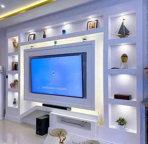 Tv Wall Design Luxury Tvs, Tv Shelf Design, Tv Wall Design Luxury, Tv Cabinet Wall Design, Tv Stand Decor, Tv Unit Interior Design, Modern Tv Wall, House Interior Decor Ideas, Unit Design