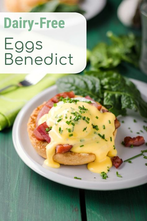 Dairy-Free Eggs Benedict Recipe with options for all! Includes homemade and store-bought hollandaise sauce and english muffin options, gluten-free options, vegan options, classic options, and more! Peanut Free Desserts, Paleo Banana Pancakes, Easy Hollandaise, Easy Hollandaise Sauce, Benedict Recipe, Eggs Benedict Recipe, English Muffin Recipes, Homemade English Muffins, Hollandaise Sauce