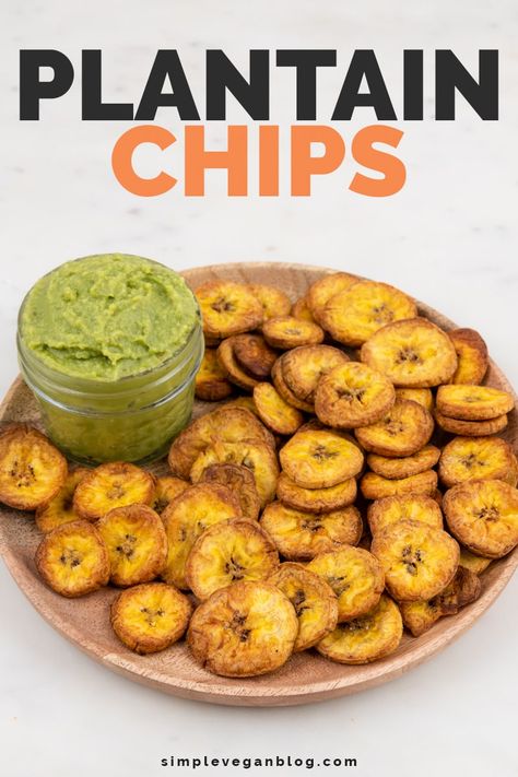 Chips Logo Design Ideas, Chips Logo Design, Chips Logo, Plantain Chips Recipe, Baked Plantain Chips, Baked Plantains, Creamy Guacamole, Plantain Recipes, Vegan Blog