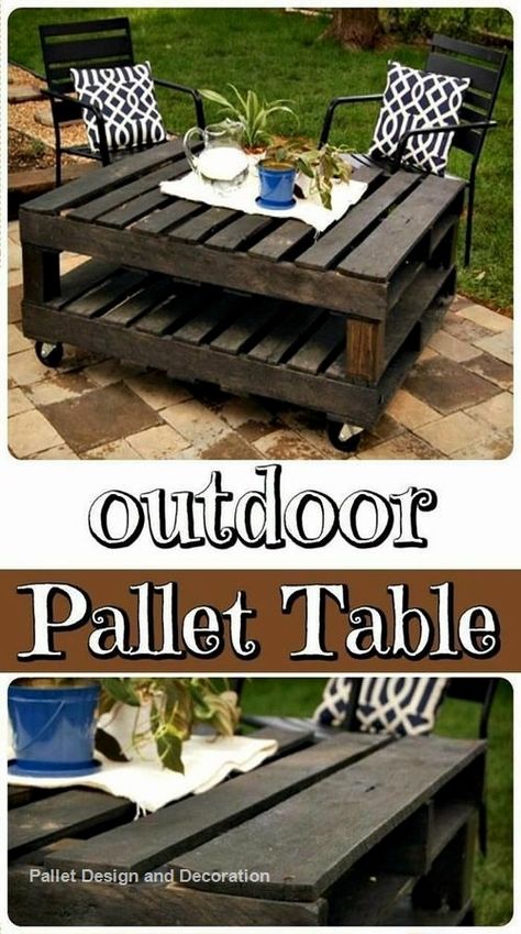 Pallet Outdoor Table, Pallet Patio Table, Pallet Table Outdoor, Diy Wood Pallet, Pallet Tables, Outdoor Pallet, Diy Wood Pallet Projects, Pallet Garden Furniture, Diy Outdoor Table