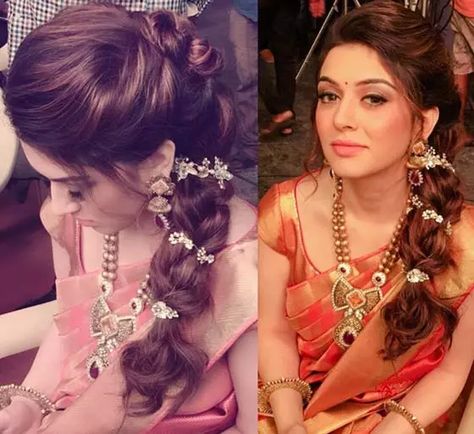 Nayanthara Hairstyle, Messy Braid, Hair Styels, Saree Hairstyles, Curly Hair Braids, Engagement Hairstyles, Indian Wedding Hairstyles, Bollywood Hairstyles, Indian Bridal Hairstyles