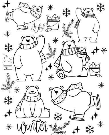 Winter Bear Drawing, Winter Colouring Pages For Kids, Cute Polar Bear Drawing, Winter Colouring Pages, Polar Bear Coloring Pages, Polar Bear Christmas Cards, Polar Bear Coloring Page, Bear Coloring Page, Polar Bear Drawing