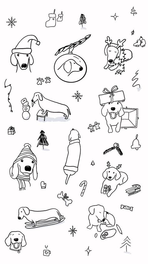 Cute minimalist dachshund drawings for Christmas Dachshund Drawing Easy, Drawings For Christmas, Dachshund Drawings, Dachshund Doodle, Dachshund Dog Drawing, Dachshund Sketch, Dog Doodles, Arte Dachshund, Dachshund Drawing