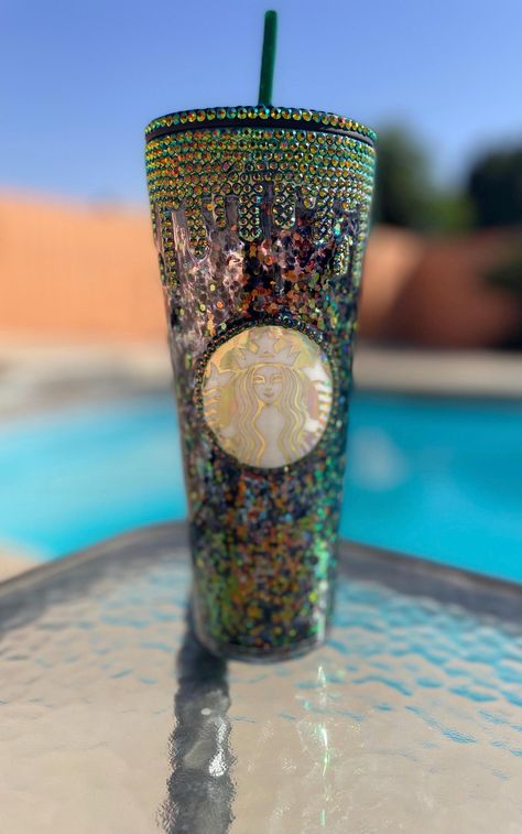 24oz Starbucks Snowglobe Tumbler Tumblers come as you see them in the photos! - Rhinestones are included on the tumbler and the lid - Venti, 24 Fluid Ounces -Comes with two straws green straw and clear straw   Please note...these will settle. They have to be shaken up well to move the solution and glitter around. Also due to lighting and flow the glitter may have more or less glitter. I try to put the same amount.  These are handmade and may have tiny imperfections. Also over time the water insi Starbucks Snowglobe Tumbler, Snowglobe Tumbler, Caffeine Queen, Snow Globes, Straw, Tumbler, Im Not Perfect, Accessory Gift, Glitter