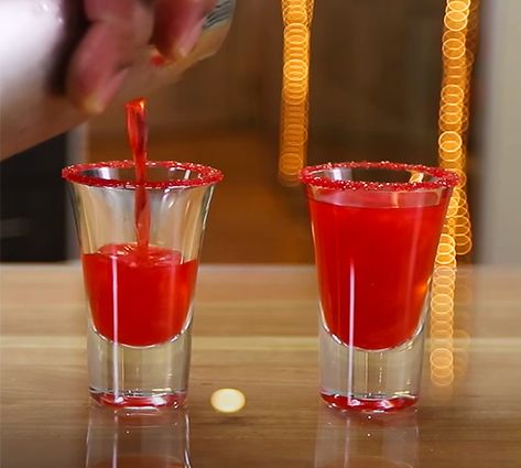 Tipsy Bartender Recipes - Whiskey shot recipe - Mixed Drinks Recipes Valentines Shots Drink Recipes, Red Shots Alcohol, Valentines Shots, Tipsy Bartender Recipes, Bartender Recipes, Galentine's Party, Cherry Vodka, Shots Alcohol, Whiskey Shots