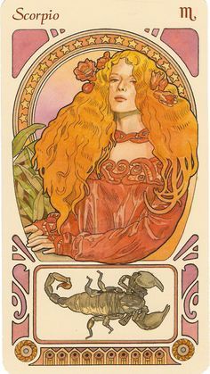 Astrological Oracle by Antonella Castelli – The Zodiac Signs | Astrology and Art Art Nouveau Mucha, Scorpio Art, Alphonse Mucha Art, Mucha Art, Alfons Mucha, Art Nouveau Illustration, Art Nouveau Poster, Astrology Art, Tarot Art