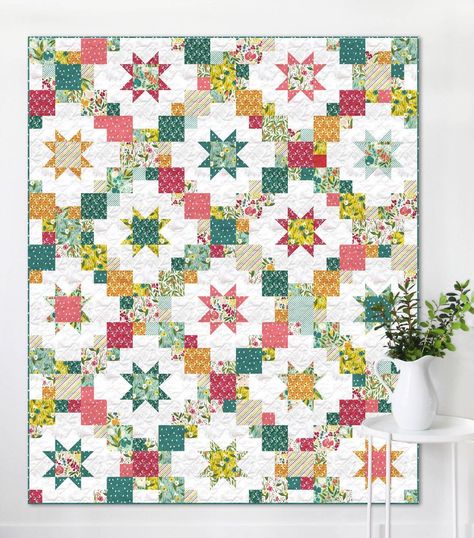 @windhamfabrics on Instagram: “Brightly Quilt🌼🌼🌼 Pattern by Cluck Cluck Sew Fabric is Cora by Tessie Fay Cora ships to stores in January! . @tessiefaydesign…” Brightly Quilt Pattern By Cluck Cluck Sew, Brightly Quilt, Miami Sunset, Ohio Star, Cluck Cluck Sew, Paper Pieced Quilt Patterns, English Paper Piecing Quilts, Patchwork Heart, Paper Pieced Quilt