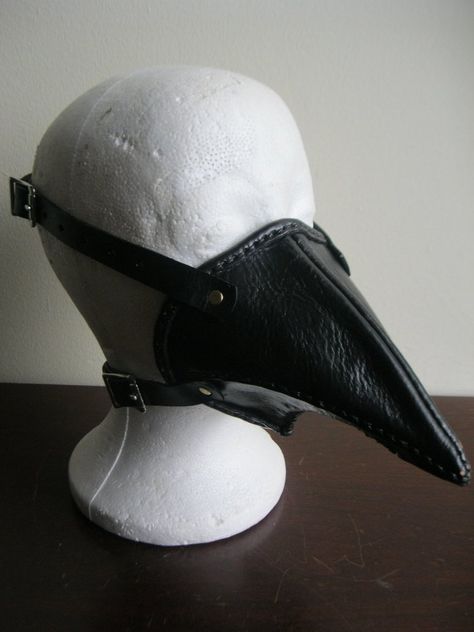 Leather Bird Beak Mask by ~passbyguy on deviantART Crow Beak Mask, Half Plague Doctor Mask, Plague Doctor Half Mask, Eldritch Cultist, Bird Beak Mask, Pigeon Costume, Crow Beak, Beak Mask, Crow Mask