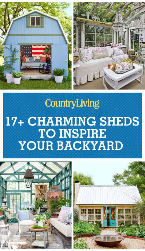 Pin these ideas! Shed Sitting Area, Greenhouse She Shed, She Shed Ideas, She Shed Plans, Backyard Barn, Backyard Getaway, Garden Areas, Shed Building, Build Your Own Shed