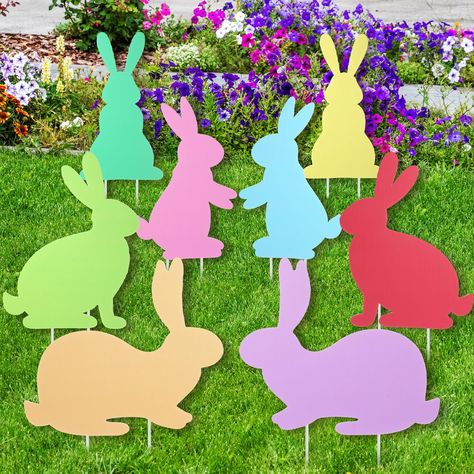 PRICES MAY VARY. Abundant Package: this package comes with 8 bunny Easter yard signs, meaning you'll have plenty of options when decorating; It also includes an ample supply of 16 stakes, preparing you for an abundant Easter celebration Vibrant and Reliable Material: our Easter garden stakes boast a polypropylene material construction that not only adds a vibrant touch to your outdoor decoration but also ensures a longer lifespan; These red, pink, orange, yellow, green, cyan, blue, and purple co Easter Yard Decorations, Easter Outdoor, Easter Hunt, Easter Garden, Rabbit Easter, Lawn Sign, Easter Decorations Outdoor, Cyan Blue, Sea Horse