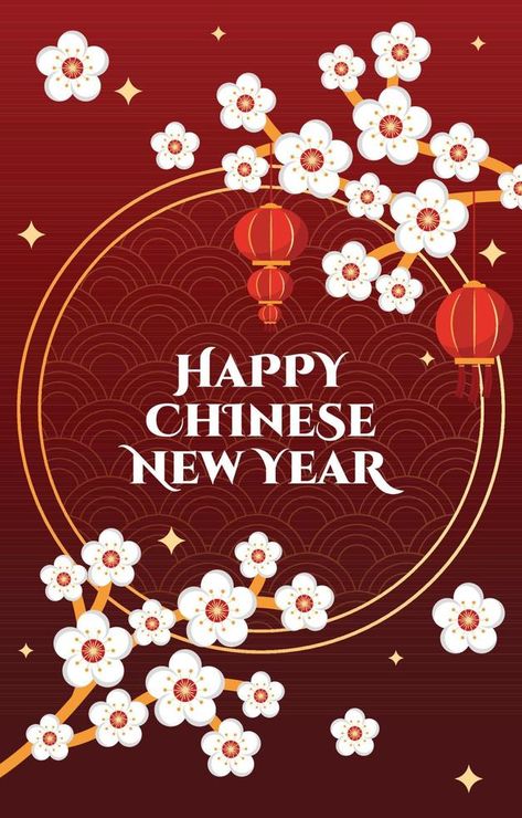 Lantern Flower Happy China Chinese New Year Celebration Red Greeting Card Happy China, Chinese New Year Greetings, Chinese New Year Greeting Card, Cny Greetings, Chinese New Year Flower, Chinese New Year Celebration, Easy Cakes, Chinese New Year Card, Chinese New Year Design