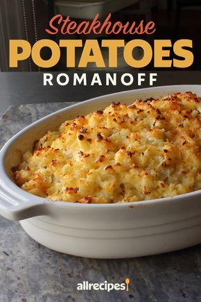 Potatoes Romanoff, Steakhouse Potatoes, What Happens In Vegas, Pasta Vegetariana, Steak Side Dishes, Chef John, Potato Recipes Side Dishes, Potatoe Casserole Recipes, Potato Gratin