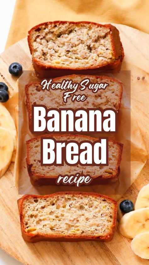 A simple and healthy sugar free banana bread recipe that provides the same sweetness and deliciousness just without sugar. This is also a dairy-free banana bread since we use only oat milk. Sugar Free Bread Recipe, Banana Recipes No Sugar, Sugar Free Banana Bread Recipe, Banana Bread Without Sugar, No Sugar Banana Bread, Low Sugar Banana Bread, Low Fat Banana Bread, Dairy Free Banana Bread, Kids Desserts