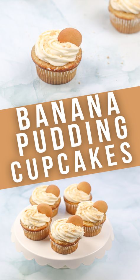 Cupcakes Recipes Vanilla, Banana Pudding Cupcake, Wafer Cake, Banana Pudding Cupcakes, Lemon Cake Mix Cookies, Banana Pudding Desserts, Pudding Cupcakes, Summer Cupcakes, Vanilla Wafer