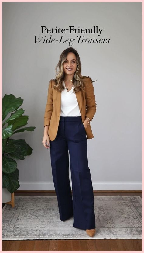 [PaidAd] 40 Most Saved Wide Leg Trousers Outfit Work Tricks You'll Want To Use 2022 #widelegtrousersoutfitwork Dressing For Work Business Casual, Petite Curvy Office Outfits, Slacks For Short Women, Work Outfits With Blue Pants, Navy Blue Pants Business Casual Women, Parole Officer Outfit, Jw Pants Outfits, Therapist Outfits Women Business, Jeans Casual Work Outfit