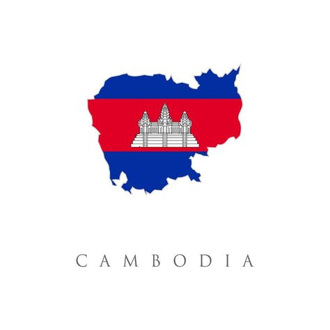 High Detailed Map Flag of Cambodia isolated on white background. Vector illustration. the Kingdom of Cambodia Cambodia Map, Country Flags Icons, Cambodia Flag, World Country Flags, Map Icon, Highlights Icon, Flag Drawing, Asia Map, Map Icons